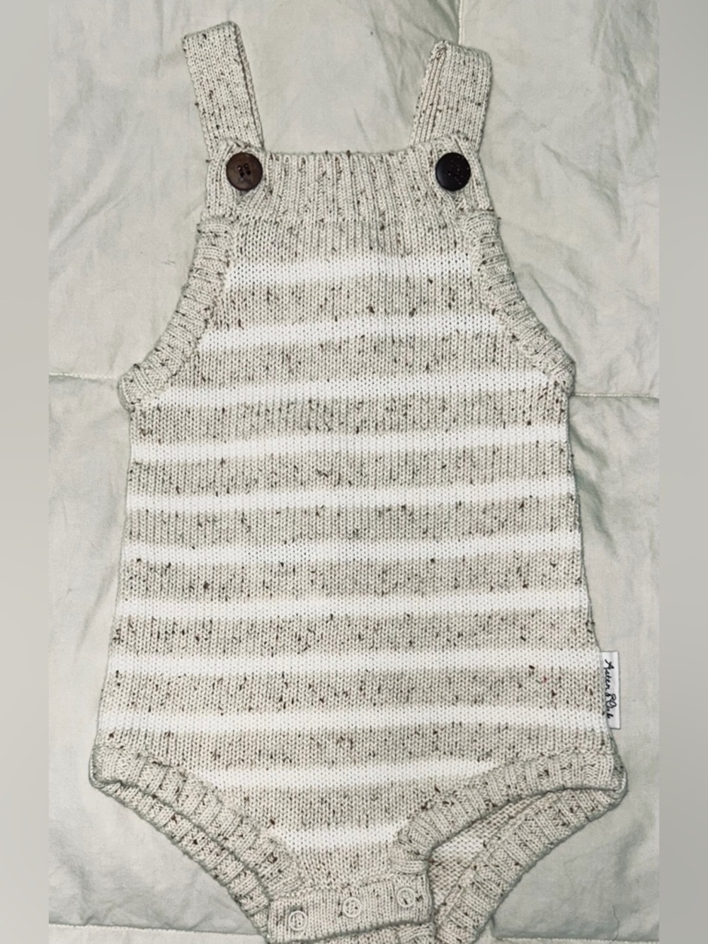 Aster & Oak organic cotton muslin infant striped knit romper sz 6-12 months NWT